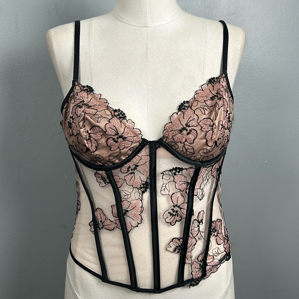 Victoria's Secret Lace Floral Bustier Corset size 34 C